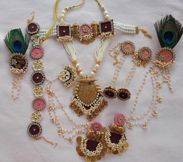 beautiful handmade baby shower jewellery set
